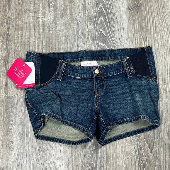 Isabel Maternity Medium Wash Side Panel Midi Jean Shorts - Size 8/29- NWT - Picture 8 of 8